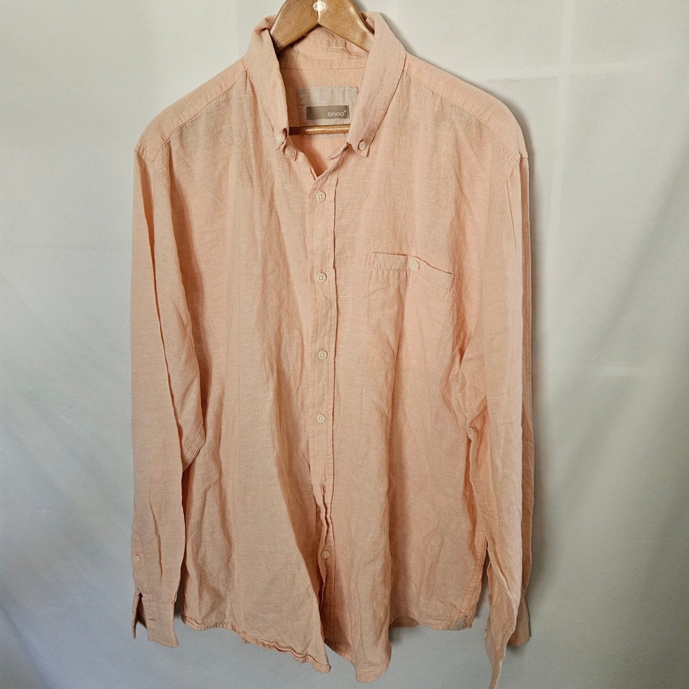 Bruno Mens Linen/Cotton Blend Button Down Shirt‎ sz XL